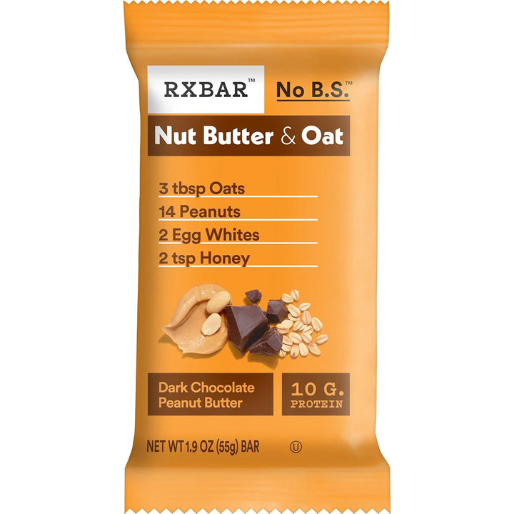Dark Chocolate Peanut Butter Bar with 10g Protein | RXBAR Nut Butter & Oat