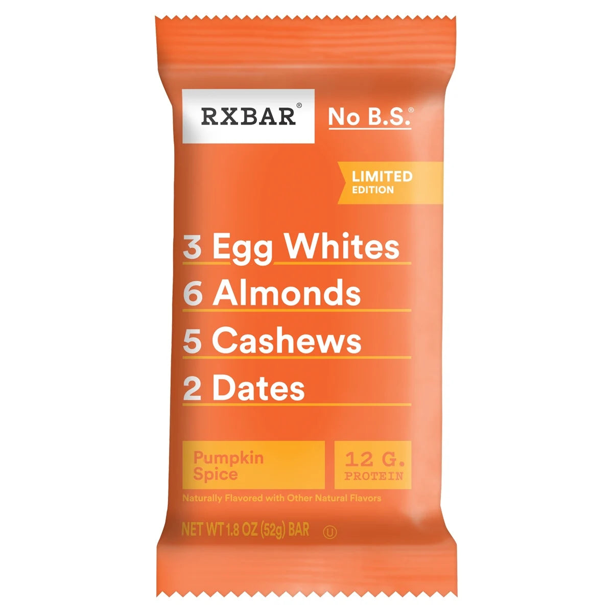 Pumpkin Spice Protein Bar, 12 per Box, 12g Protein | RXBAR