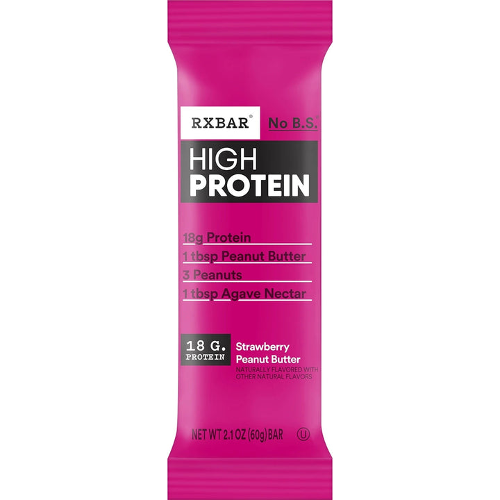 RXBAR High Protein Strawberry Peanut Butter, 18g Protein per Bar, 12-Pack