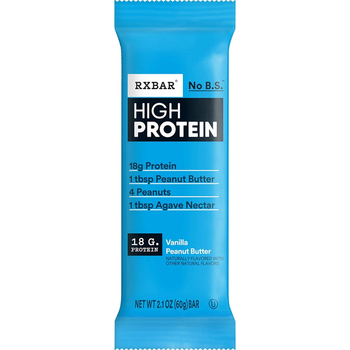 RXBAR High Protein Vanilla Peanut Butter, 18g Protein, Box of 12 Bars